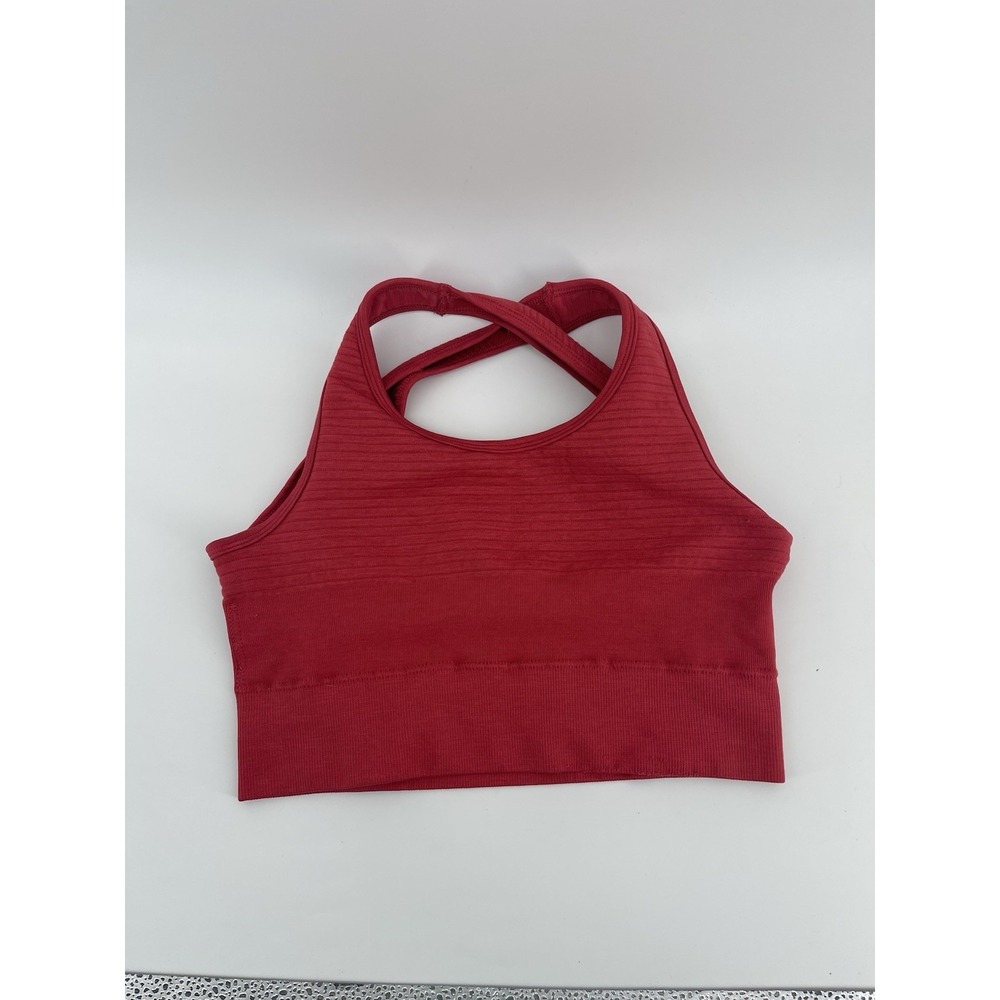 Alphalete Alphalux Tri Sports Bra Trident Multi Strap Back Womens Large Gym Yoga
